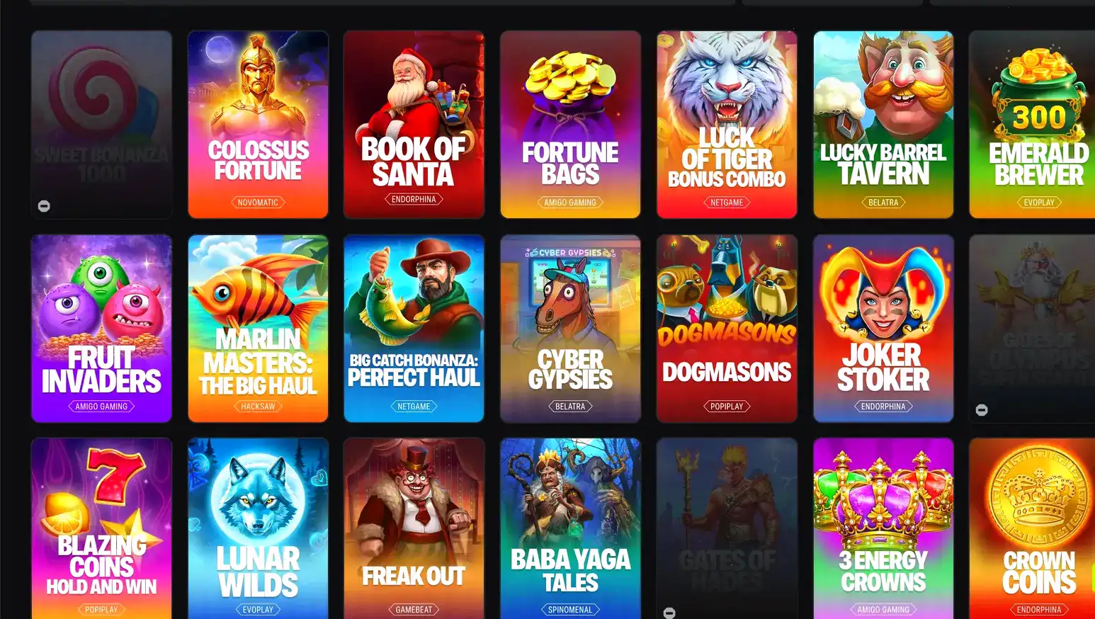 Интерфейс игрового зала Vivaro casino с слотами